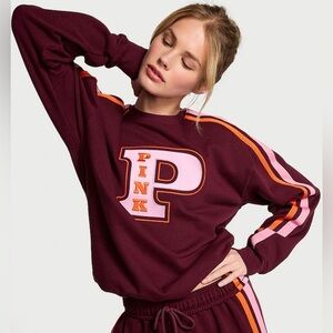 PINK Victoria's Secret Maroon & Pink Sweatshirt Size XS NWOT